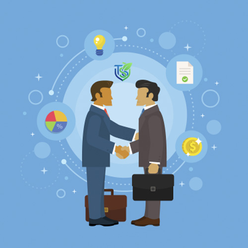 A successful business partnership meeting